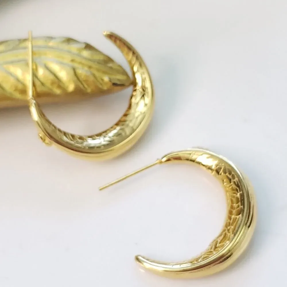 Anthro Etched Hoop Earrings